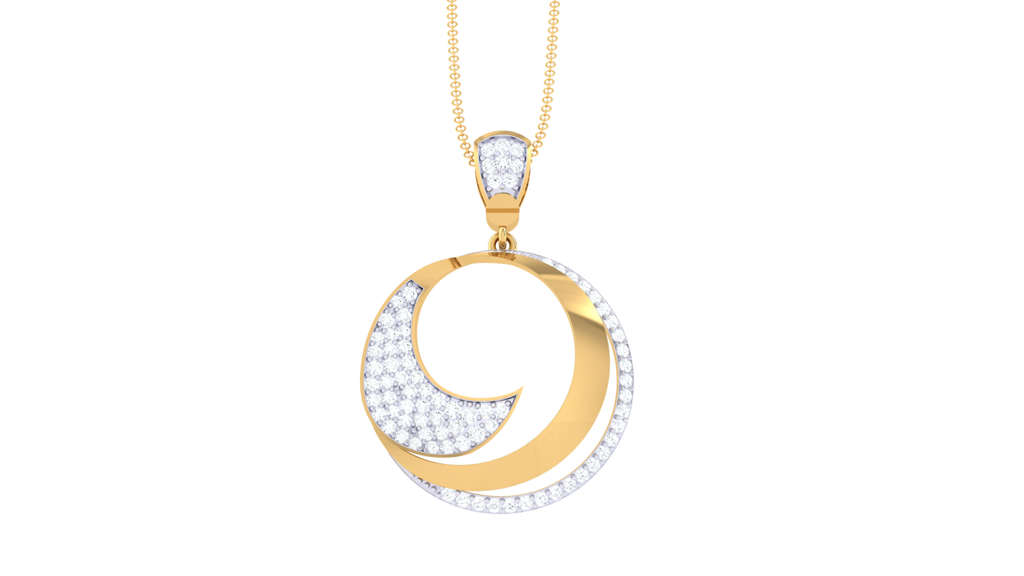 Crescent Embrace Diamond Pendant In Gold – 0.54 Ct