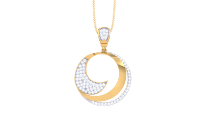 Crescent Embrace Diamond Pendant In Gold – 0.54 Ct