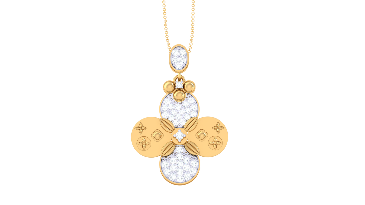 Floral Harmony Pendant In Gold – 0.41 Ct Brilliant Diamonds