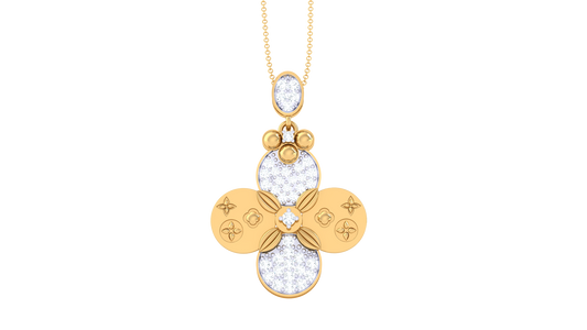 Floral Harmony Pendant In Gold – 0.41 Ct Brilliant Diamonds