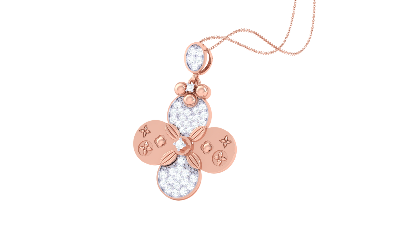 Floral Harmony Pendant In Gold – 0.41 Ct Brilliant Diamonds