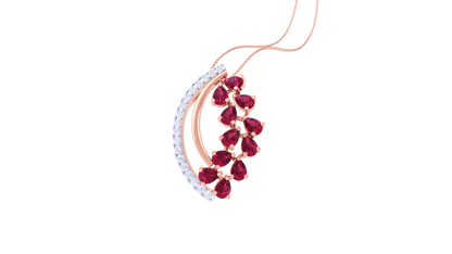 Curved Radiance Ruby Pendant In Gold – 0.22 Ct Dazzling Diamonds