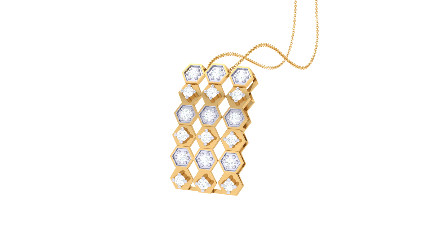 Honeycomb Harmony Pendant In Gold - 0.19 Ct Brilliant Cut Diamonds