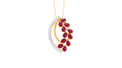 Curved Radiance Ruby Pendant In Gold – 0.22 Ct Dazzling Diamonds