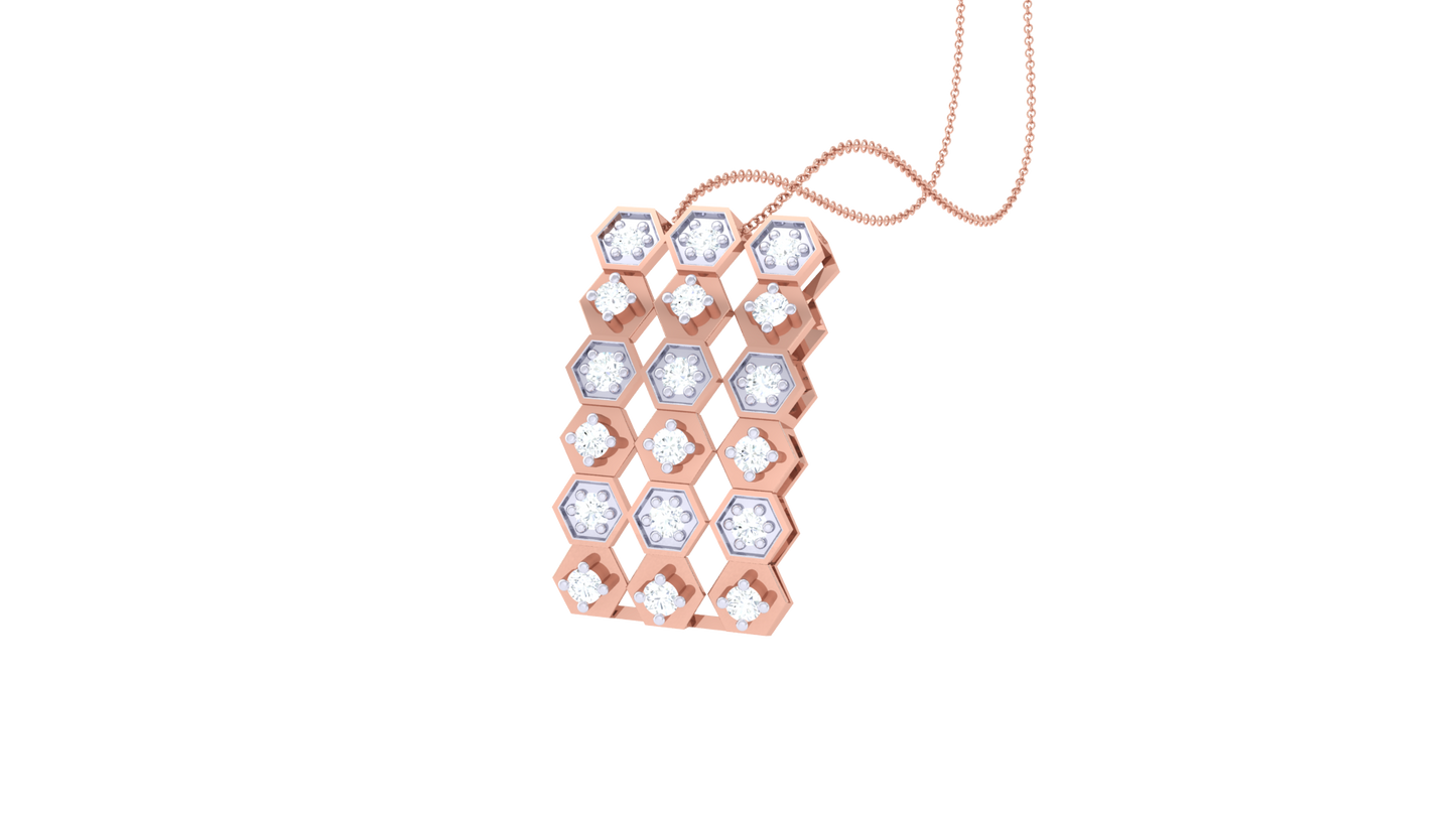 Honeycomb Harmony Pendant In Gold - 0.19 Ct Brilliant Cut Diamonds