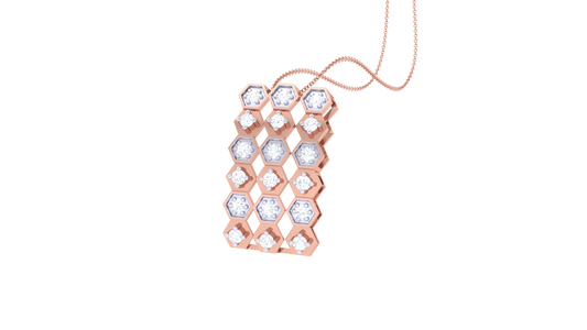Honeycomb Harmony Pendant In Gold - 0.19 Ct Brilliant Cut Diamonds