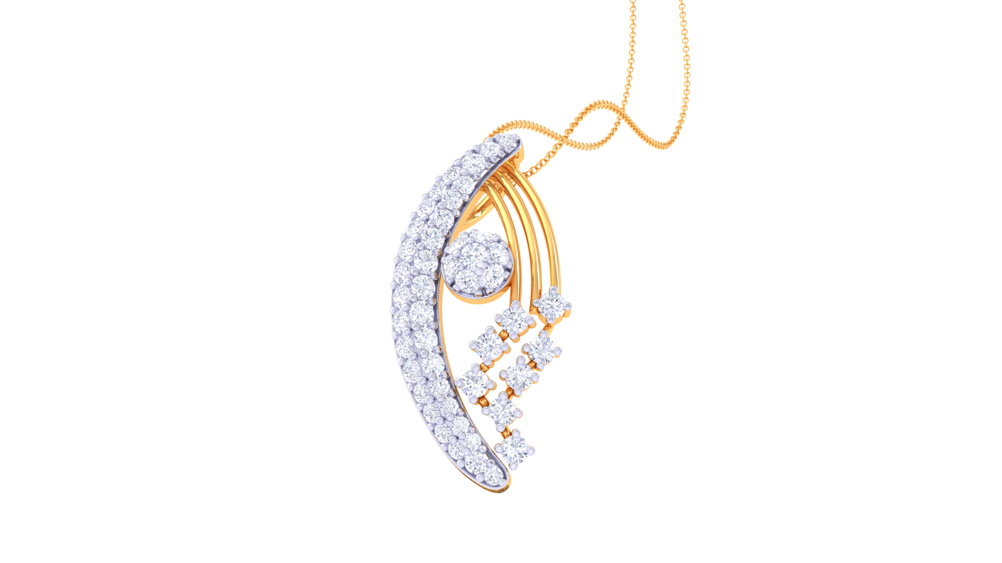 Sculpted Harmony Design Pendant In Gold - 0.45 Ct Diamonds-Set