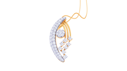 Sculpted Harmony Design Pendant In Gold - 0.45 Ct Diamonds-Set