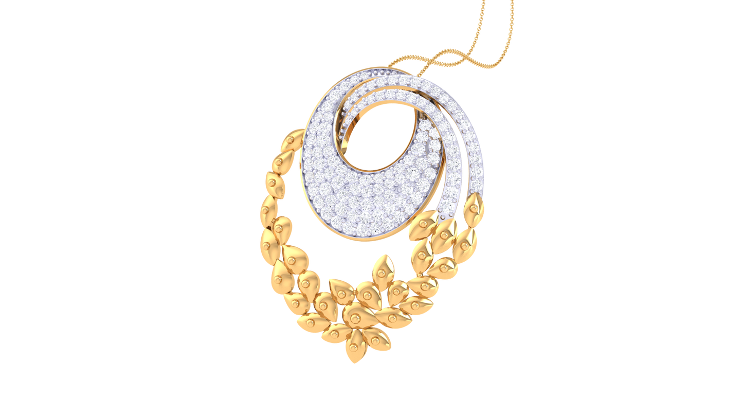 Floral Swirl Pendent In Rose Gold - 0.83 Ct Round Cut Diamonds