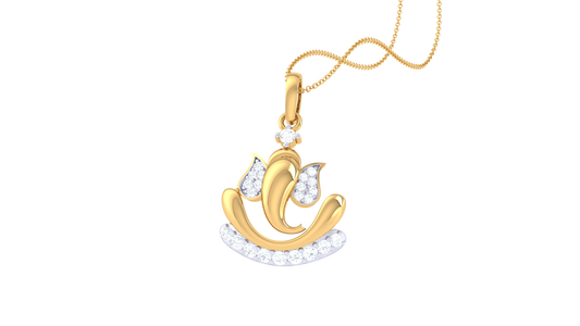 Mangal Murti Ganesha Pendant In Gold – 0.18 Ct Diamonds