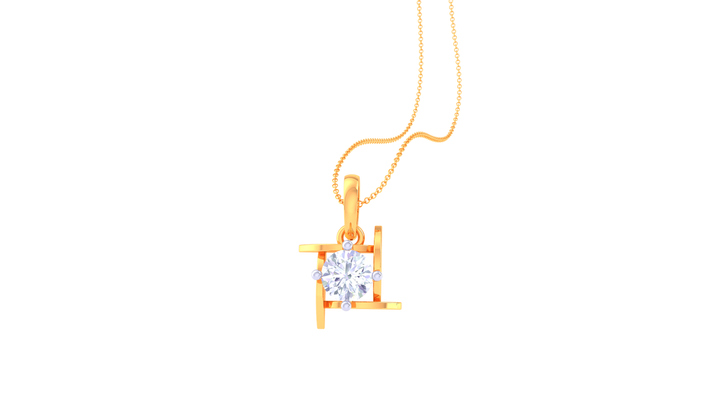 Boxed Brilliance Gold Pendent - 0.59 Ct Round Cut Diamond Solitaire