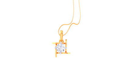 Boxed Brilliance Gold Pendent - 0.59 Ct Round Cut Diamond Solitaire