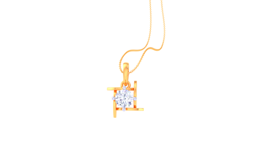 Boxed Brilliance Gold Pendent - 0.59 Ct Round Cut Diamond Solitaire