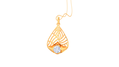 Golden Whisper Teardrop Pendant - 0.59 Ct Round Cut Diamond Sparkle