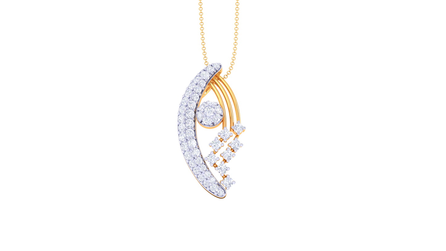 Sculpted Harmony Design Pendant In Gold - 0.45 Ct Diamonds-Set