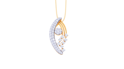 Sculpted Harmony Design Pendant In Gold - 0.45 Ct Diamonds-Set