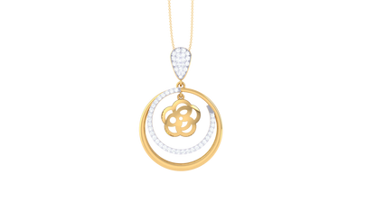 Concentric Floral Pendant In Gold – 0.74 Ct Dazzling Diamonds