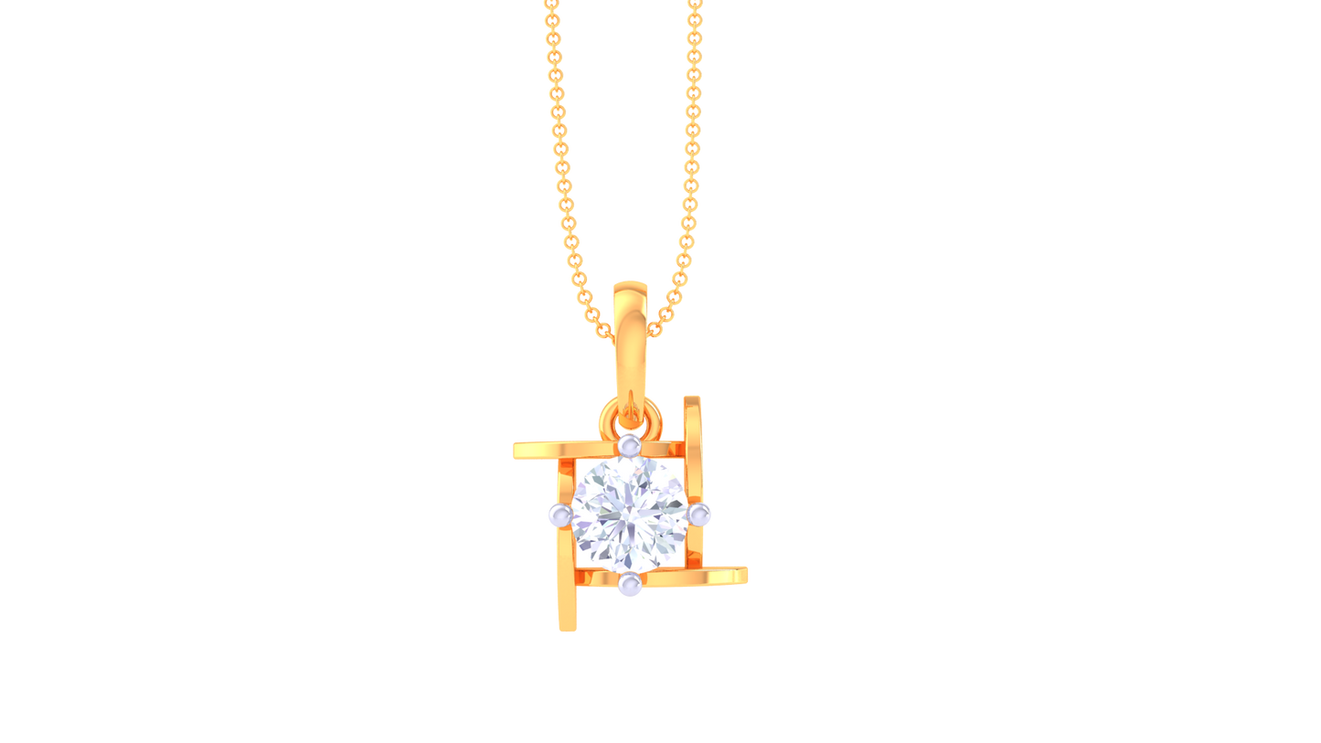 Boxed Brilliance Gold Pendent - 0.59 Ct Round Cut Diamond Solitaire