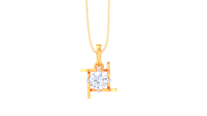 Boxed Brilliance Gold Pendent - 0.59 Ct Round Cut Diamond Solitaire