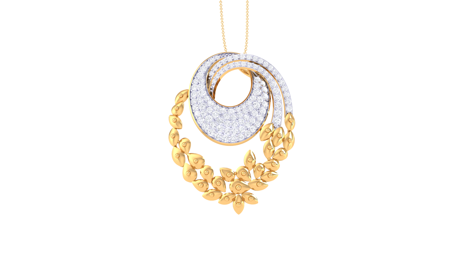 Floral Swirl Pendent In Rose Gold - 0.83 Ct Round Cut Diamonds