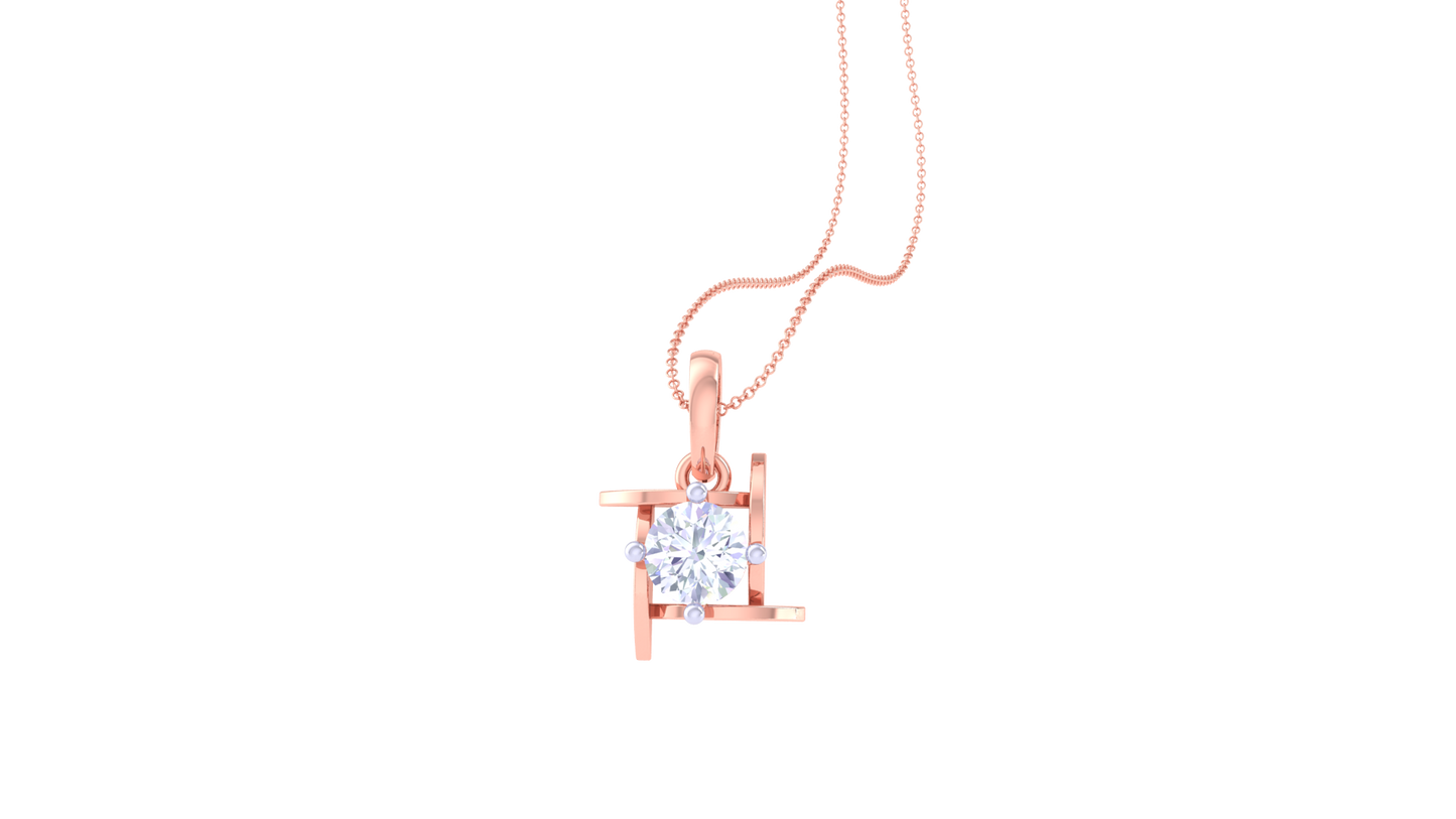 Boxed Brilliance Gold Pendent - 0.59 Ct Round Cut Diamond Solitaire