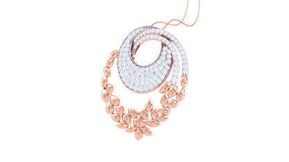 Floral Swirl Pendent In Rose Gold - 0.83 Ct Round Cut Diamonds