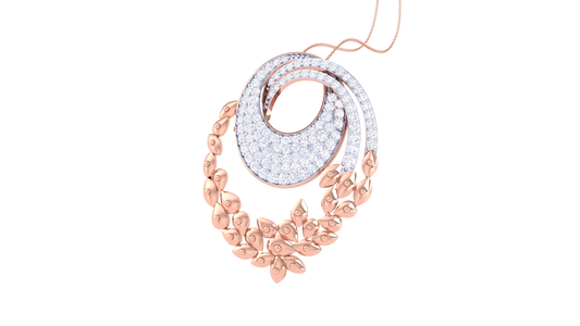 Floral Swirl Pendent In Rose Gold - 0.83 Ct Round Cut Diamonds