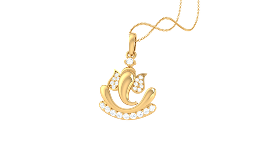 Mangal Murti Ganesha Pendant In Gold – 0.18 Ct Diamonds