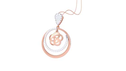 Concentric Floral Pendant In Gold – 0.74 Ct Dazzling Diamonds