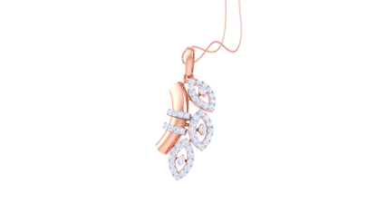 Leaf Cluster And Bar Pendant in Gold – 0.51 Ct Pave Set Diamonds