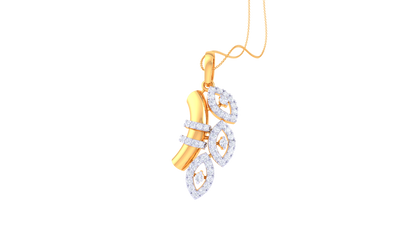 Leaf Cluster And Bar Pendant in Gold – 0.51 Ct Pave Set Diamonds