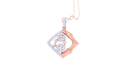 Bamboo Link & Geometry Pendant In Gold – 0.37 Ct Brillant Cut Diamonds