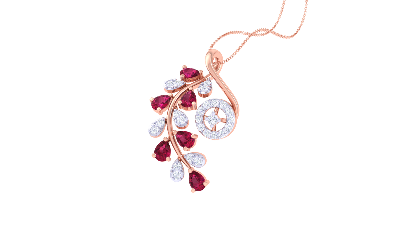 The Ruby Bloom Diamond Leaf Pendant – 0.23 Ct