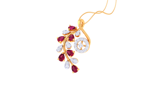 The Ruby Bloom Diamond Leaf Pendant – 0.23 Ct