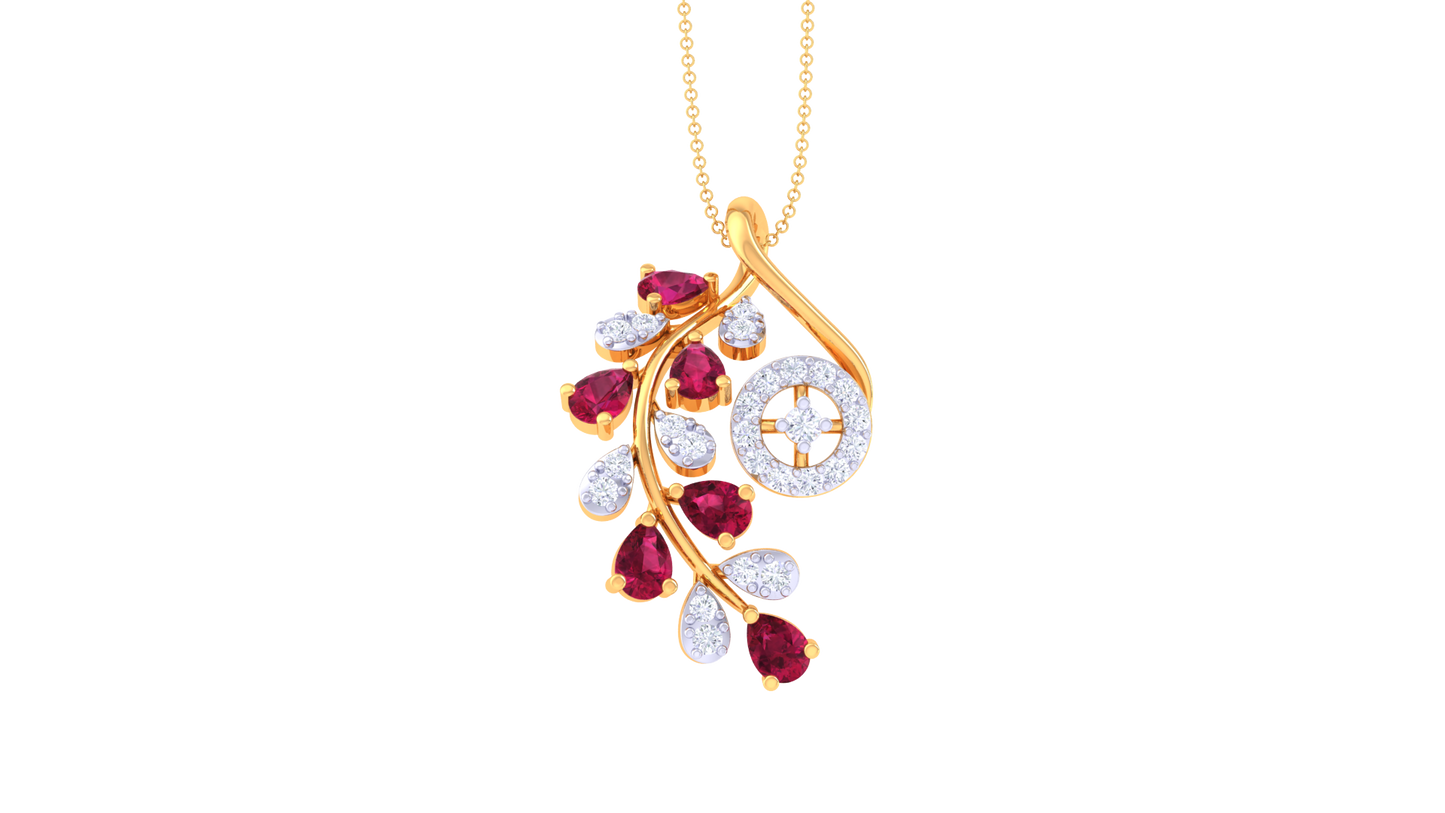The Ruby Bloom Diamond Leaf Pendant – 0.23 Ct