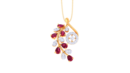 The Ruby Bloom Diamond Leaf Pendant – 0.23 Ct