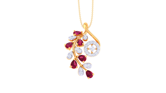 The Ruby Bloom Diamond Leaf Pendant – 0.23 Ct