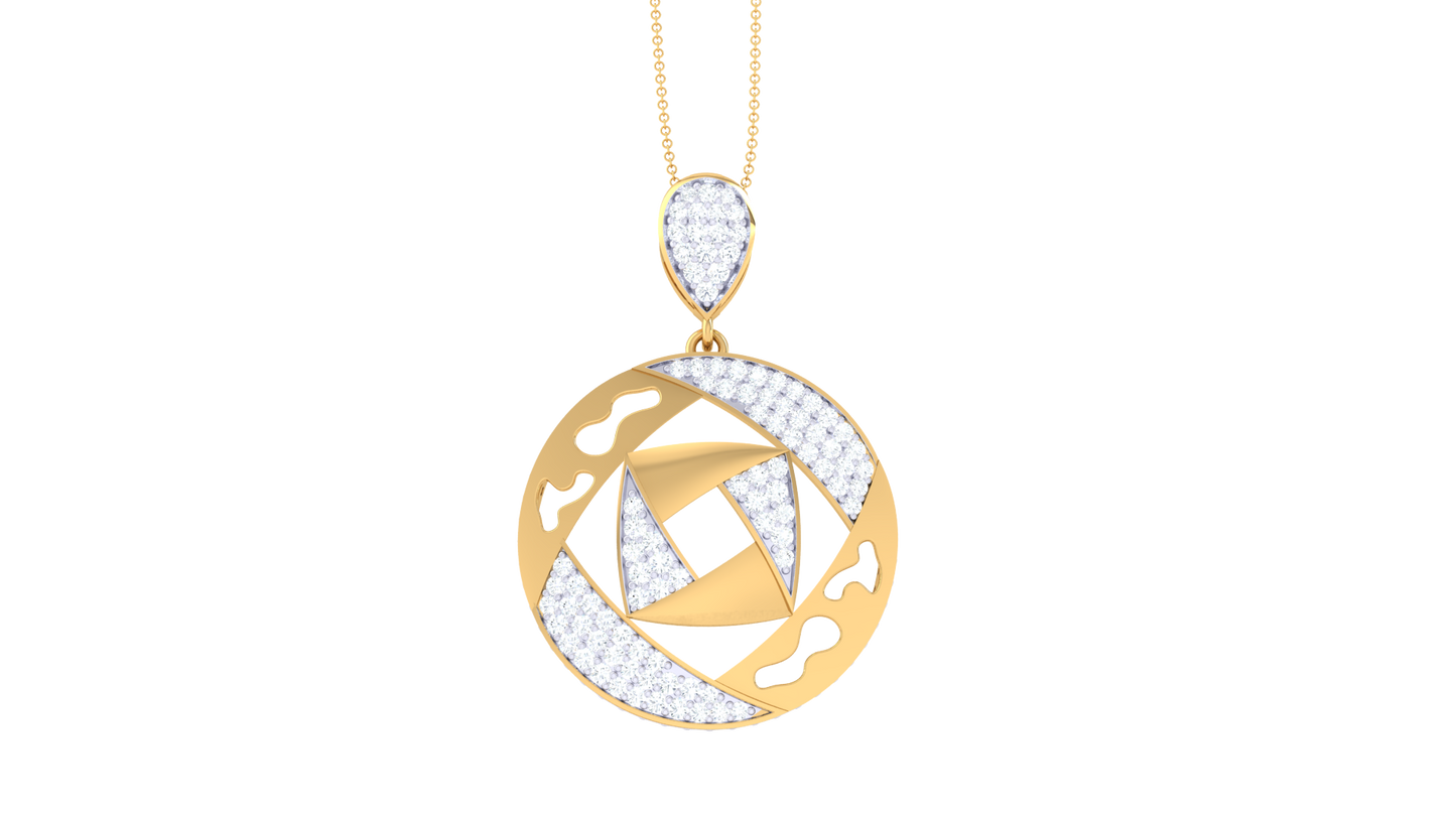 Geometric Radiance Circular Pendant - 0.64 Ct Brilliant Cut Diamonds
