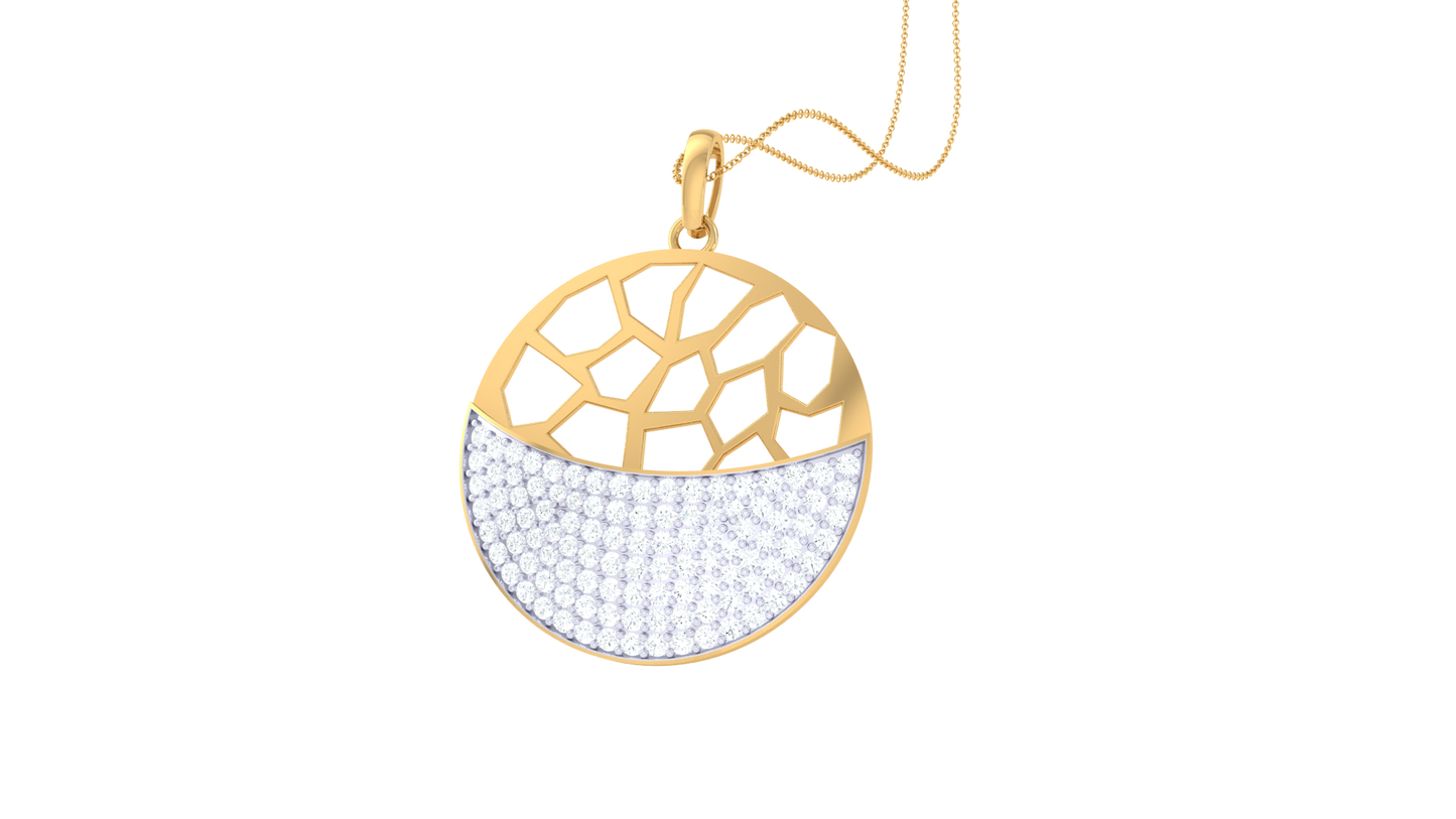 Fragmented Glow Circular Pendant In Gold – 0.81 Ct Brilliant Cut Diamonds
