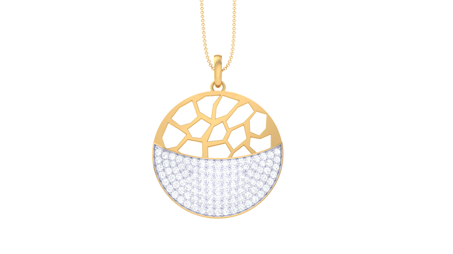 Fragmented Glow Circular Pendant In Gold – 0.81 Ct Brilliant Cut Diamonds