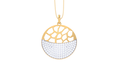 Fragmented Glow Circular Pendant In Gold – 0.81 Ct Brilliant Cut Diamonds