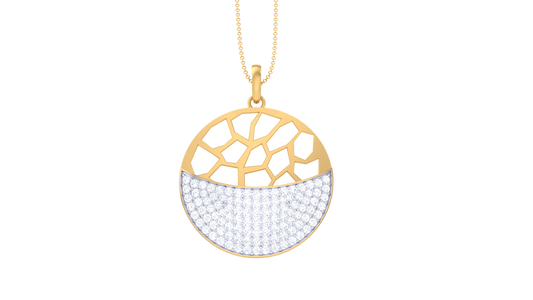Fragmented Glow Circular Pendant In Gold – 0.81 Ct Brilliant Cut Diamonds