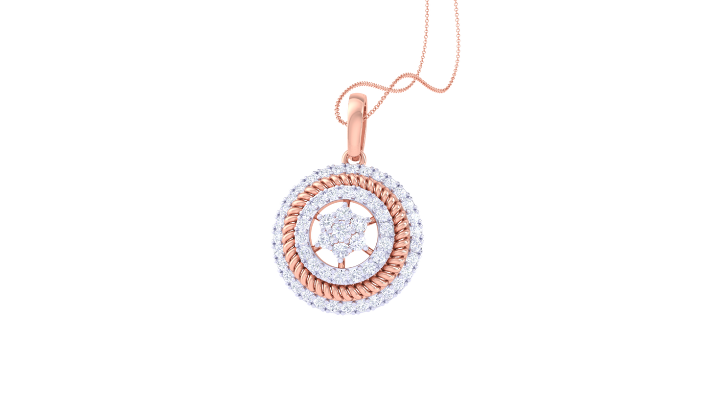 Celestial Halo Pendant In Gold - 0.76 Ct Brilliant Cut Diamonds