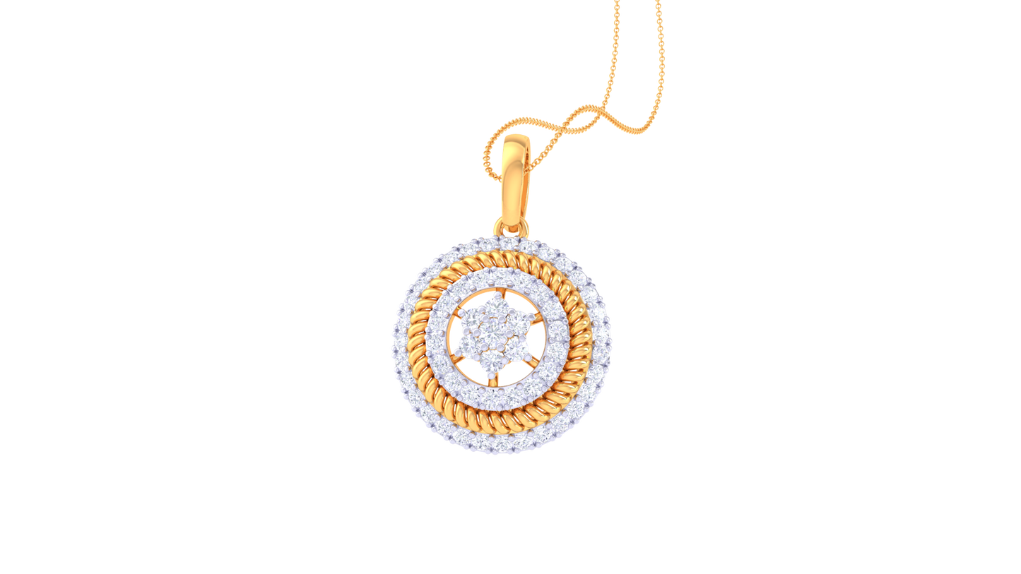 Celestial Halo Pendant In Gold - 0.76 Ct Brilliant Cut Diamonds