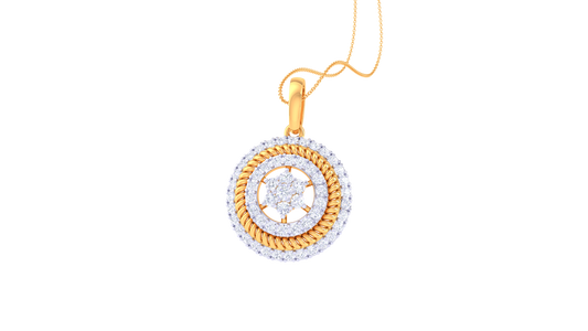 Celestial Halo Pendant In Gold - 0.76 Ct Brilliant Cut Diamonds