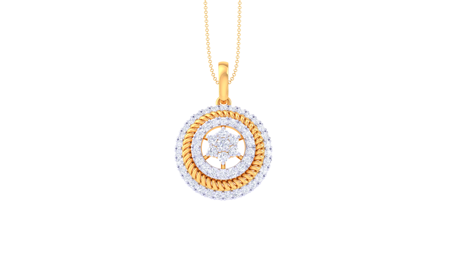 Celestial Halo Pendant In Gold - 0.76 Ct Brilliant Cut Diamonds