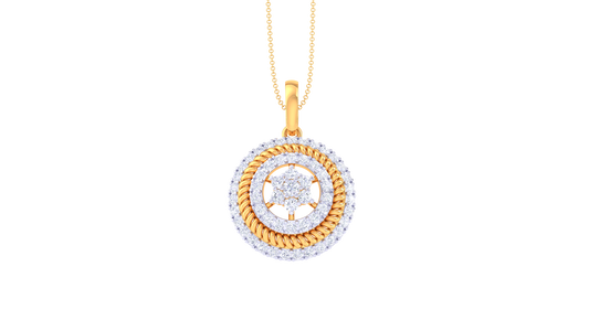 Celestial Halo Pendant In Gold - 0.76 Ct Brilliant Cut Diamonds
