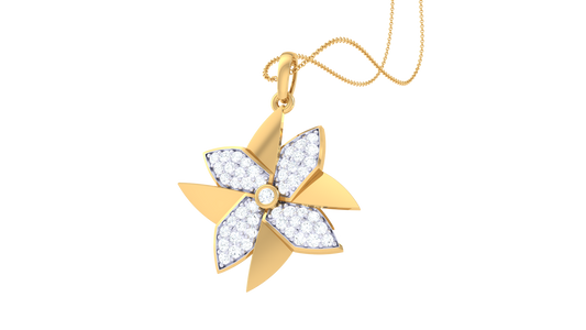 Sparkling Blossom Pendant In Gold – 0.34 Ct Brilliant Cut Diamonds