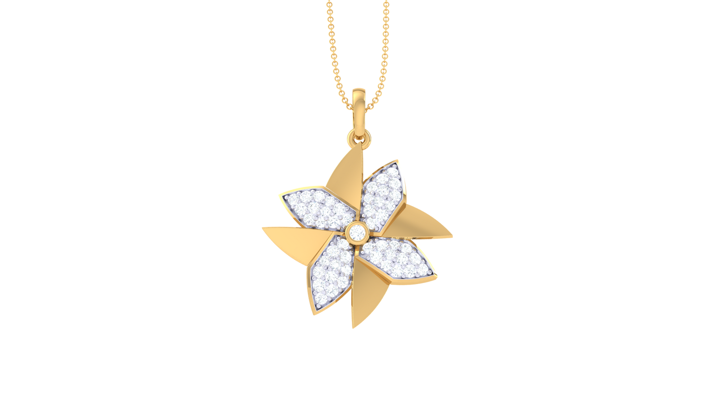 Sparkling Blossom Pendant In Gold – 0.34 Ct Brilliant Cut Diamonds