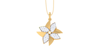 Sparkling Blossom Pendant In Gold – 0.34 Ct Brilliant Cut Diamonds